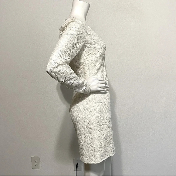 Stylestalker "NEW" White Eryn Floral V-Neck Long Sleeve Sheer Lace Dress Size M - Picture 6 of 8